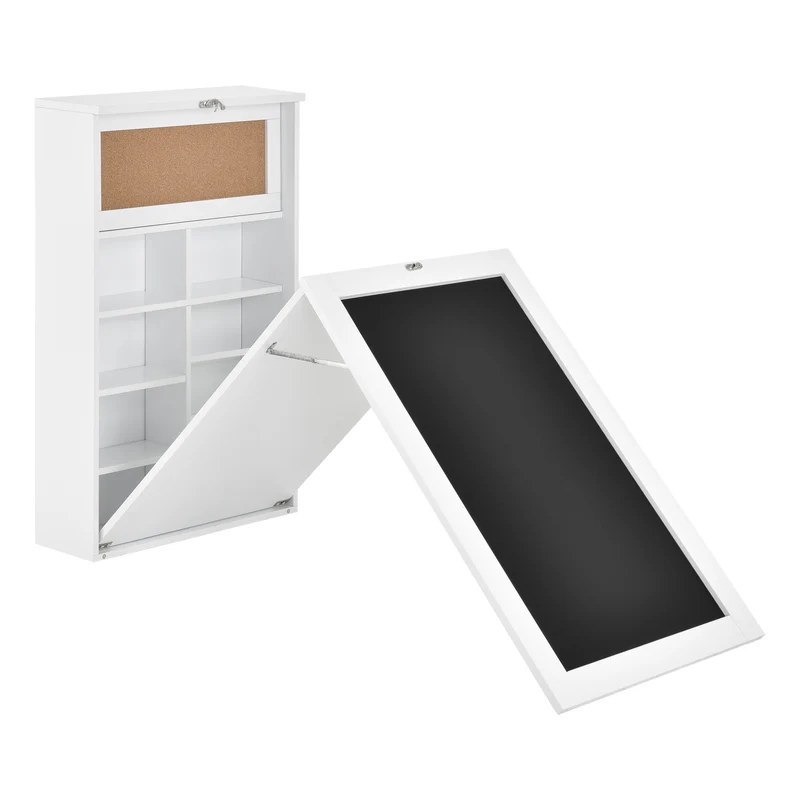 Table murale pliable bureau mural rabattable MDF 156 cm blanc 03_0004357