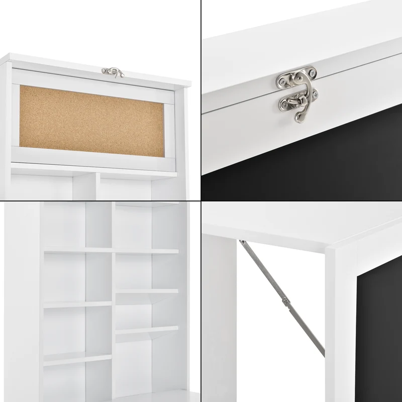Table murale pliable bureau mural rabattable MDF 156 cm blanc 03_0004357