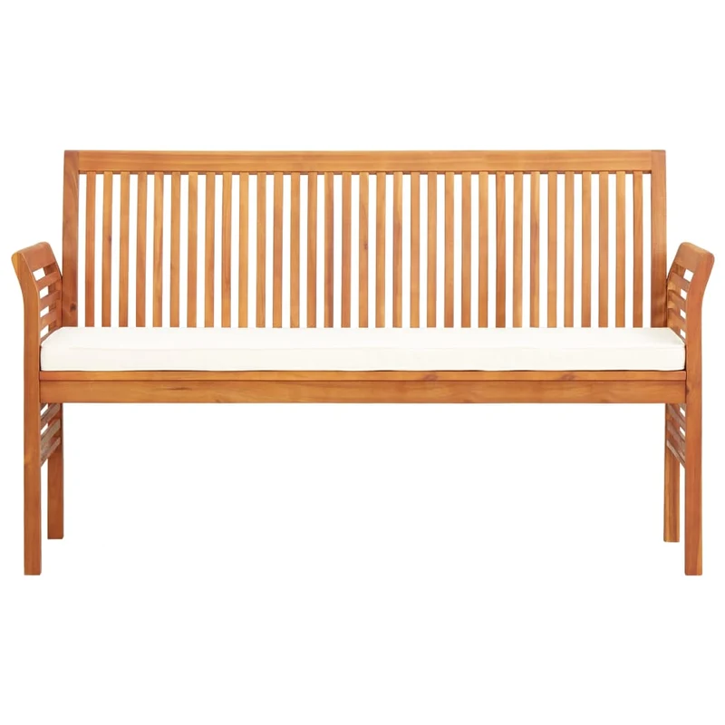 Banc de jardin meuble de patio d'extérieur terrasse 3 places avec coussin 150 x 60 x 90 cm bois d'acacia massif 02_0011315