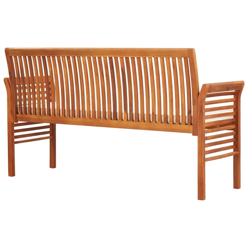 Banc de jardin meuble de patio d'extérieur terrasse 3 places avec coussin 150 x 60 x 90 cm bois d'acacia massif 02_0011315