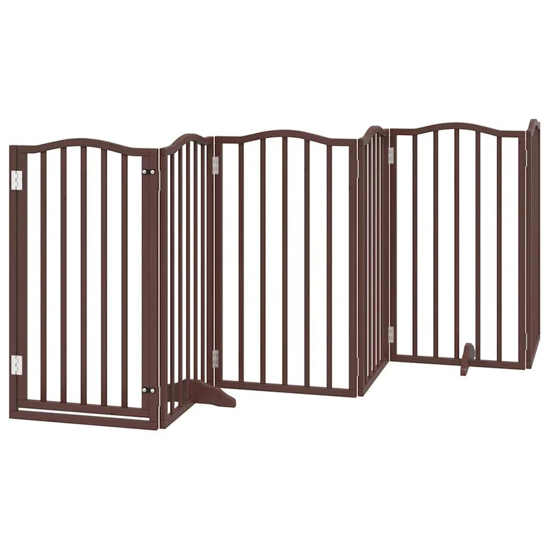 Barrière de sécurité pour chien animaux de compagnie porte pliable 9 panneaux bois de peuplier marron 02_0023276