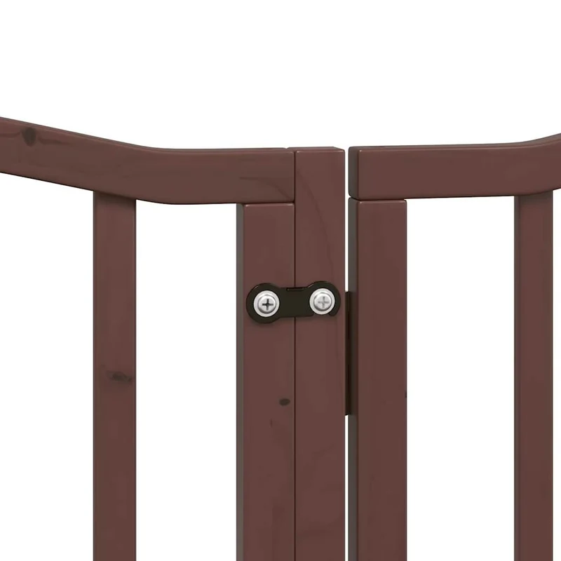 Barrière de sécurité pour chien animaux de compagnie porte pliable 9 panneaux bois de peuplier marron 02_0023276