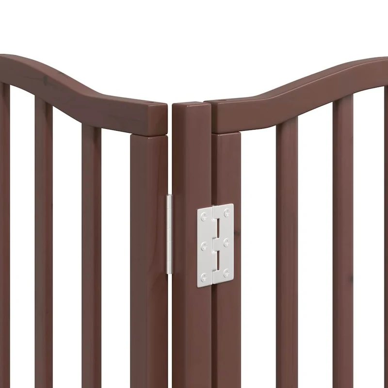 Barrière de sécurité pour chien animaux de compagnie porte pliable 9 panneaux bois de peuplier marron 02_0023276