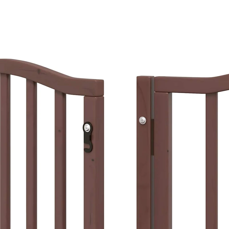 Barrière de sécurité pour chien animaux de compagnie porte pliable 9 panneaux bois de peuplier marron 02_0023276