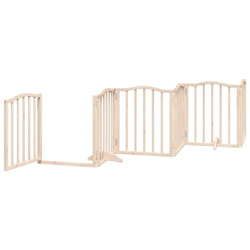 Barrière de sécurité pour chien animaux de compagnies avec porte 6 panneaux bois de peuplier marron 02_0023325