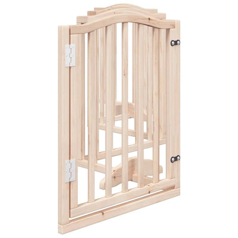 Barrière de sécurité pour chien animaux de compagnies avec porte 6 panneaux bois de peuplier marron 02_0023325