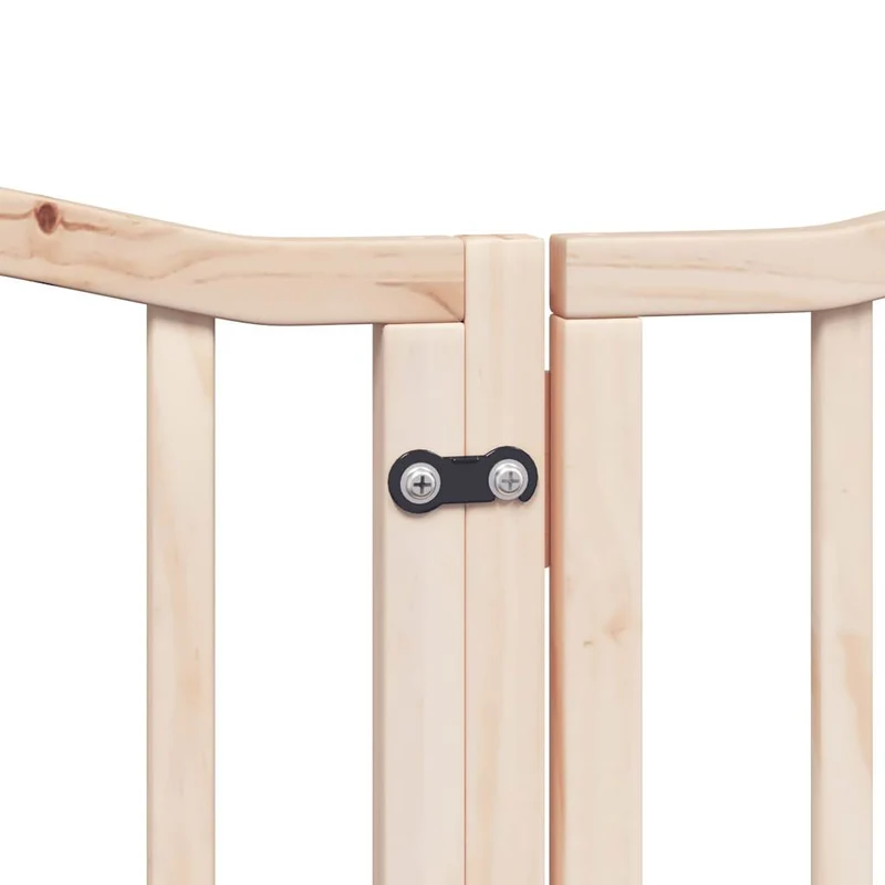 Barrière de sécurité pour chien animaux de compagnies avec porte 6 panneaux bois de peuplier marron 02_0023325