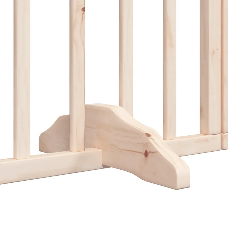 Barrière de sécurité pour chien animaux de compagnies avec porte 6 panneaux bois de peuplier marron 02_0023325
