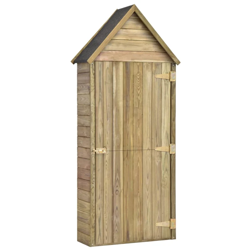 Abri de jardin cabane cabanon maison de stockage remise extérieur hangar outils robuste et porte 69,5 x 32 x 178cm Pinède imprégnée marron 02_0022413
