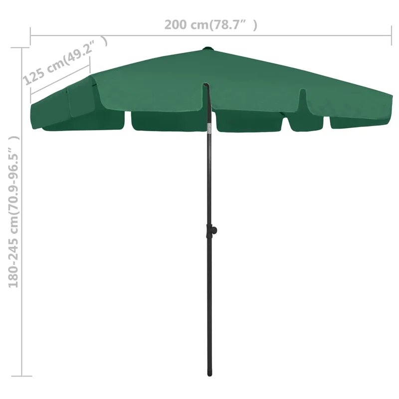 Parasol de plage vert 200 x 125 cm 02_0008410