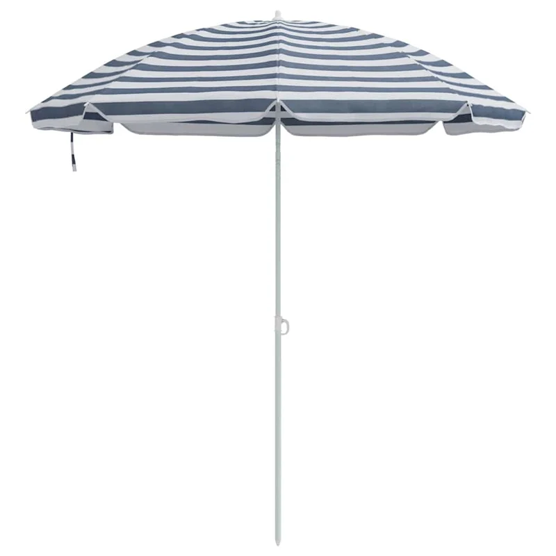 Parasol de plage rond moderne 263 x 263 x 272 cm portable durable en polyester bleu 02_0056703