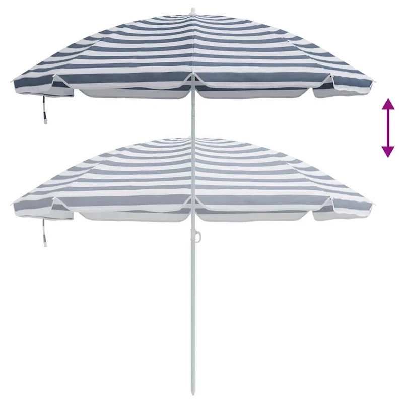 Parasol de plage rond moderne 263 x 263 x 272 cm portable durable en polyester bleu 02_0056703