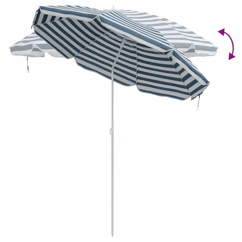 Parasol de plage rond moderne 263 x 263 x 272 cm portable durable en polyester bleu 02_0056703