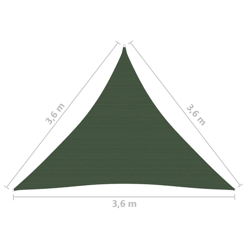 Voile toile d'ombrage parasol 160 g/m² PEHD 3,6 x 3,6 x 3,6 m vert foncé 02_0009419
