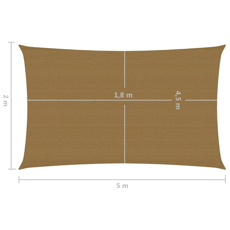Voile toile d'ombrage parasol 160 g/m² taupe 2 x 5 m PEHD 02_0009304