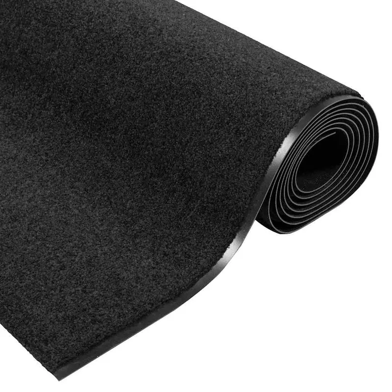 Tapis d'entrée rectangulaire moderne extérieur intérieur 120 x 400 cm durable antidérapant en polyamide noir 02_0057925