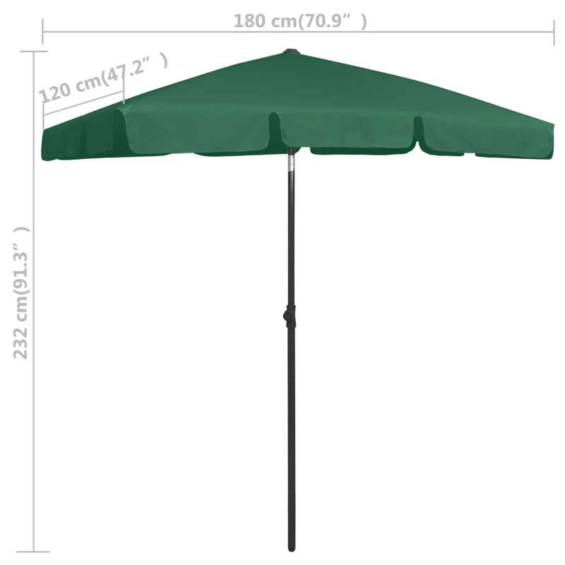 Parasol de plage 180 x 120 cm vert 02_0008409
