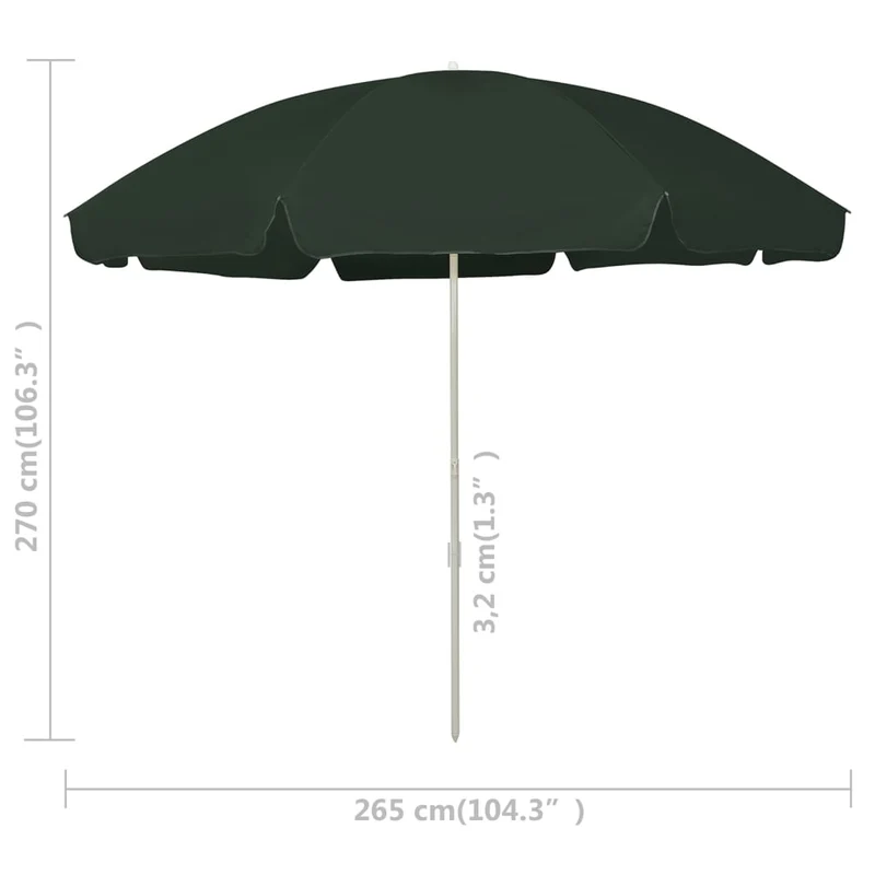 Parasol de plage vert 300 cm 02_0008412