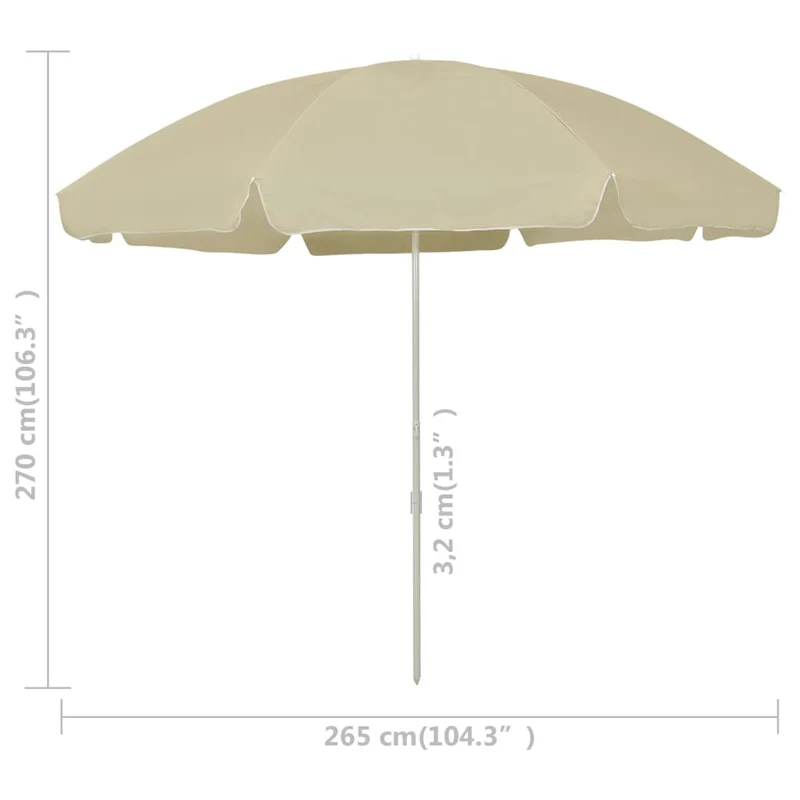 Parasol de plage jaune sable 300 cm 02_0008399