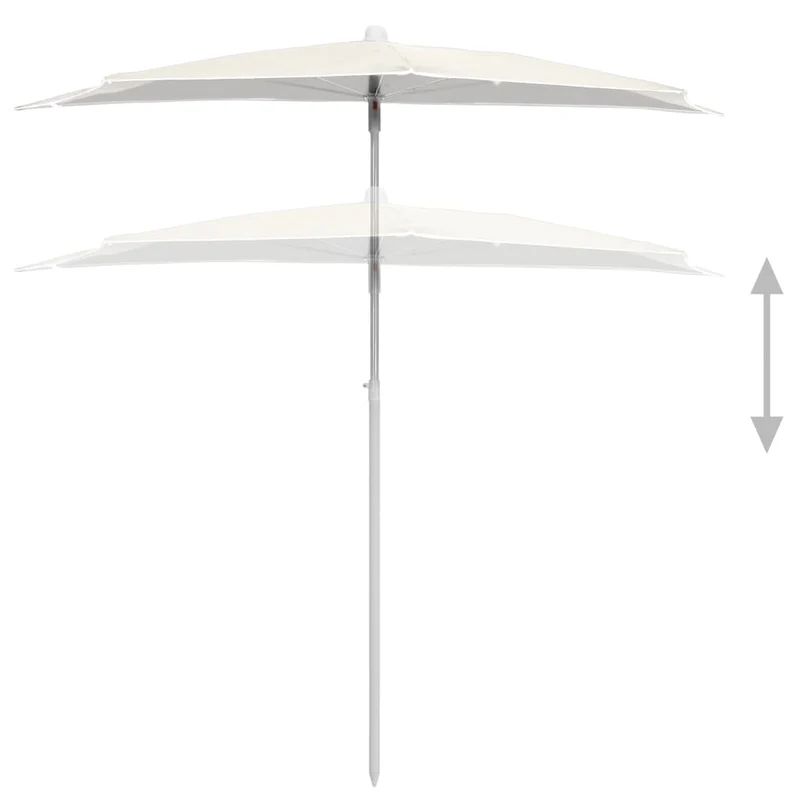 Demi-parasol de jardin avec mât 180 x 90 cm sable 02_0007729