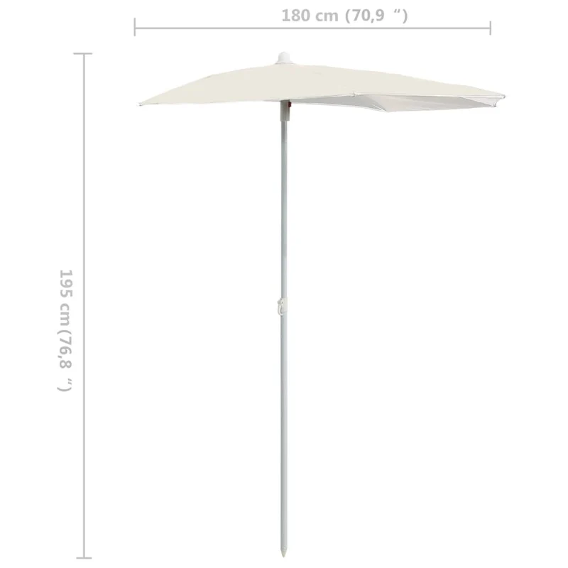 Demi-parasol de jardin avec mât 180 x 90 cm sable 02_0007729
