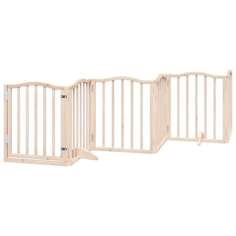 Barrière de sécurité pour chien animaux de compagnie porte pliable 15 panneaux bois de peuplier marron 02_0023199