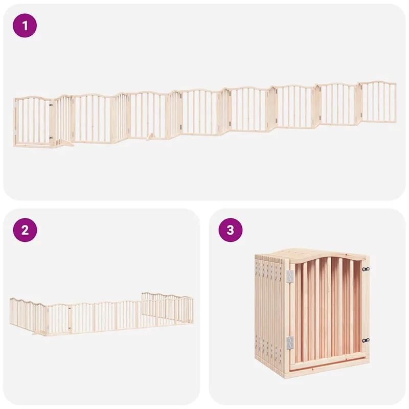 Barrière de sécurité pour chien animaux de compagnie porte pliable 15 panneaux bois de peuplier marron 02_0023199