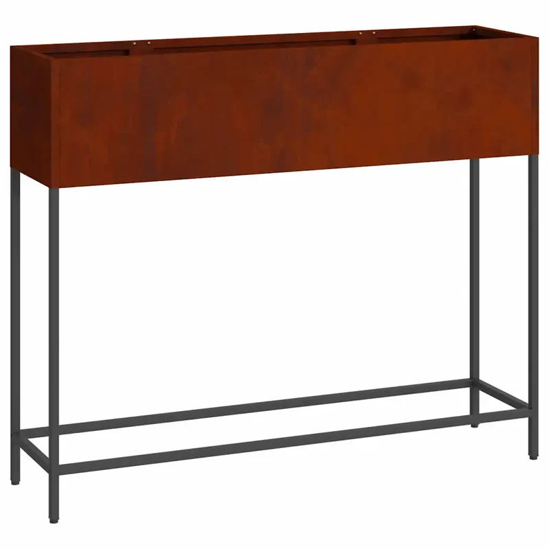 Bac de jardin surélevé moderne style contemporain extérieur 100 x 26 x 82 cm en acier rouillé 02_0052094