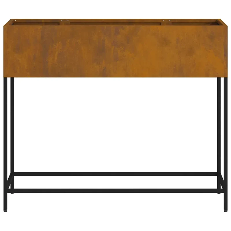 Bac de jardin surélevé moderne style contemporain extérieur 100 x 26 x 82 cm en acier rouillé 02_0052094