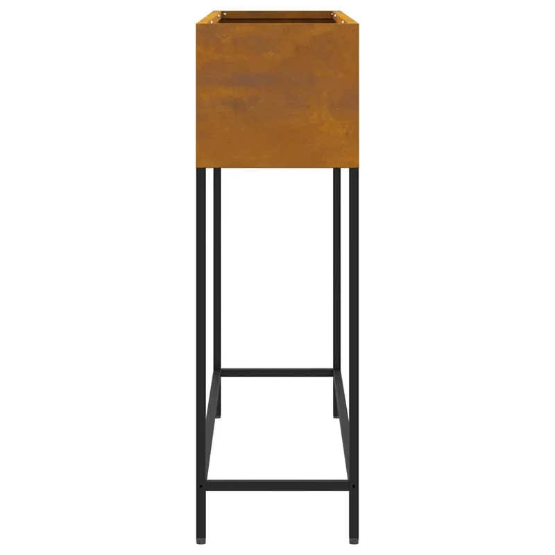 Bac de jardin surélevé moderne style contemporain extérieur 100 x 26 x 82 cm en acier rouillé 02_0052094