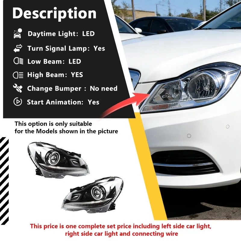 Phares LED Mercedes Classe C W204 2011-2013