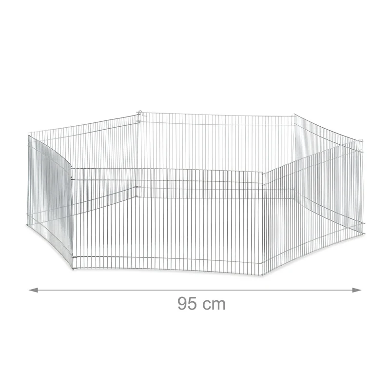 Enclos extérieur pour petits rongeurs et tortues 27 x 100 x 100 cm sécurisé et pliable en métal argenté 13_0004752