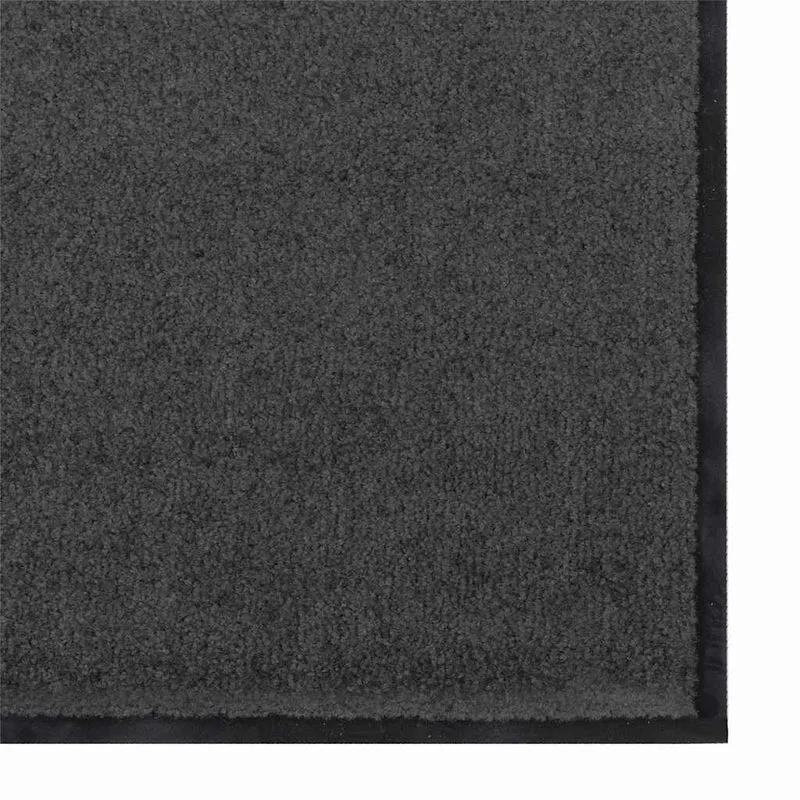 Tapis d'entrée rectangulaire moderne 90 x 150 cm capte saleté et humidité style écolo en polyamide anthracite 02_0057966