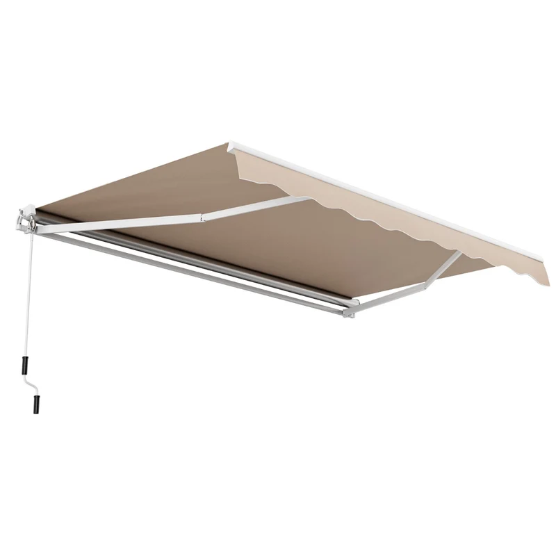 Store banne à manivelle 4 x 2,5 m auvent réglable en polyester structure en aluminium robuste design contemporain beige 20_0013647