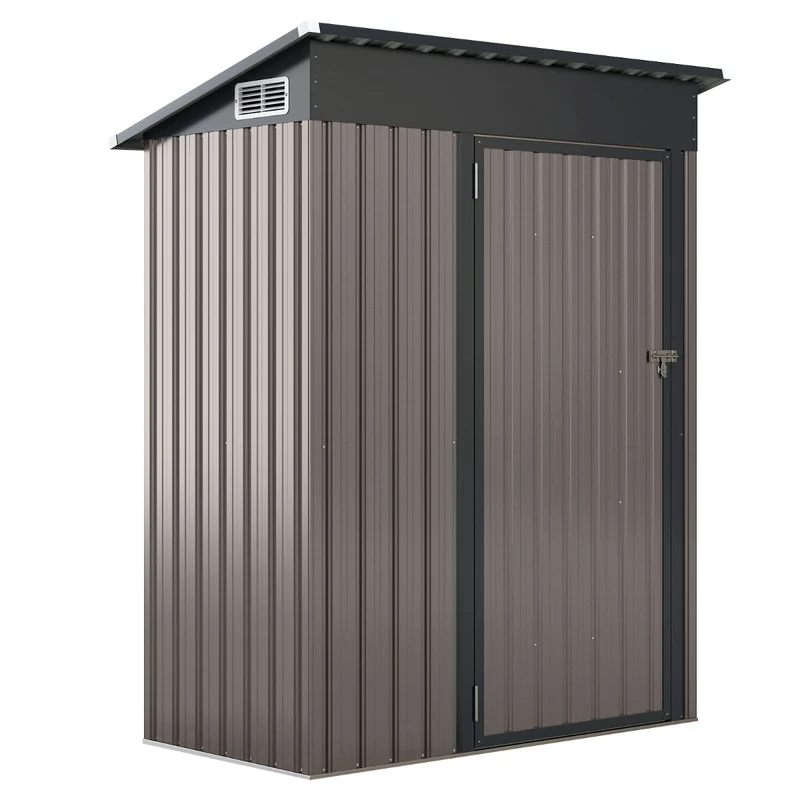 Abri de rangement toutes saisons 150 x 90,5 x 185 cm sécurisé avec ventilation moderne en fer galvanisé gris foncé 20_0015389