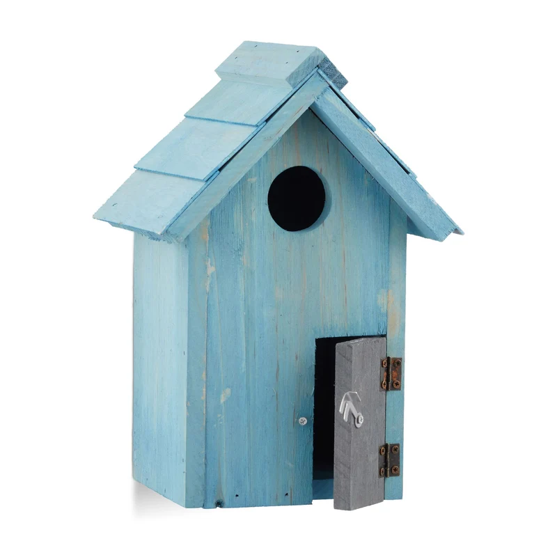 Nichoir à oiseaux en bois abri jardin 24,5 x 17 x 12 cm protection pluie romantique en bois naturel 13_0005909