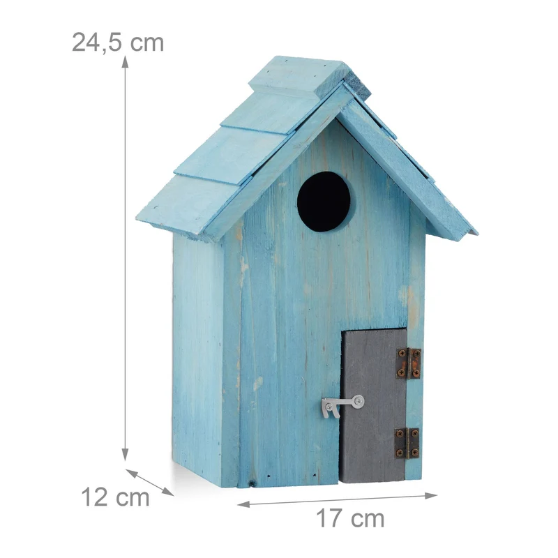 Nichoir à oiseaux en bois abri jardin 24,5 x 17 x 12 cm protection pluie romantique en bois naturel 13_0005909