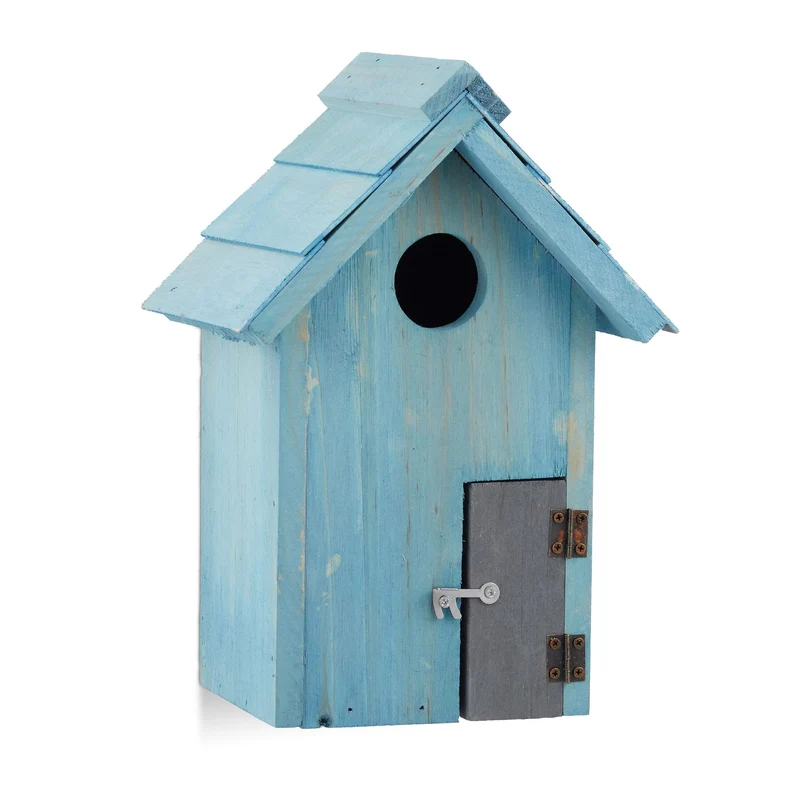 Nichoir à oiseaux en bois abri jardin 24,5 x 17 x 12 cm protection pluie romantique en bois naturel 13_0005909