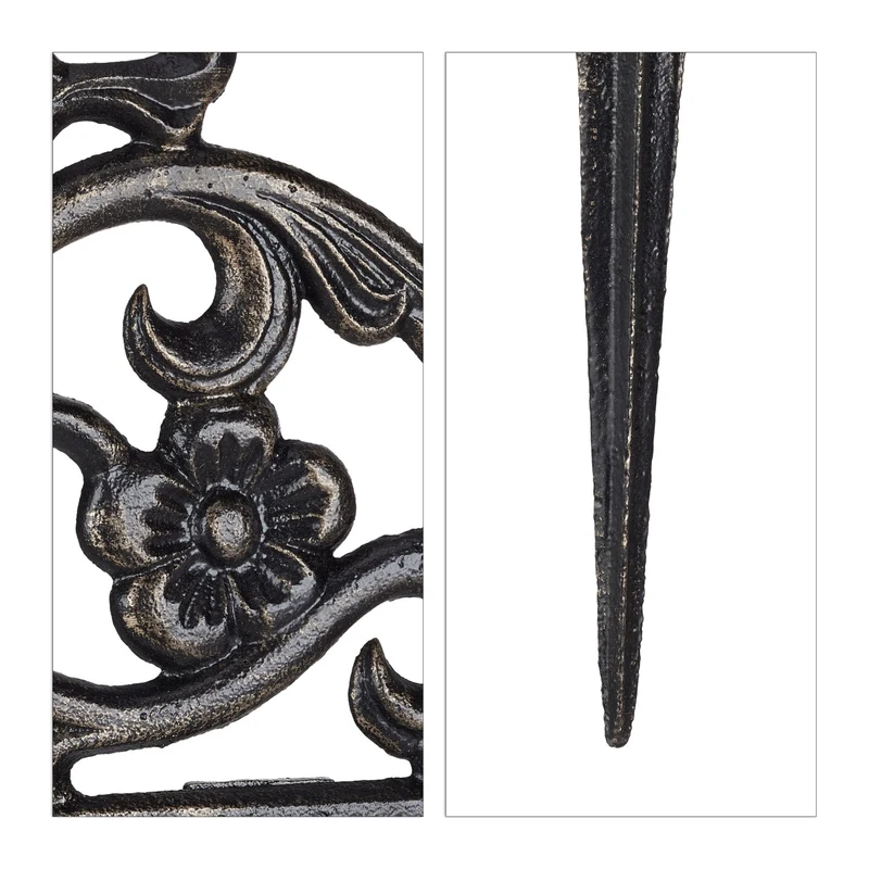 Bordure de jardin décorative antique 37 x 36 x 2 cm avec piquets design rustique en fonte blanche 13_0005392