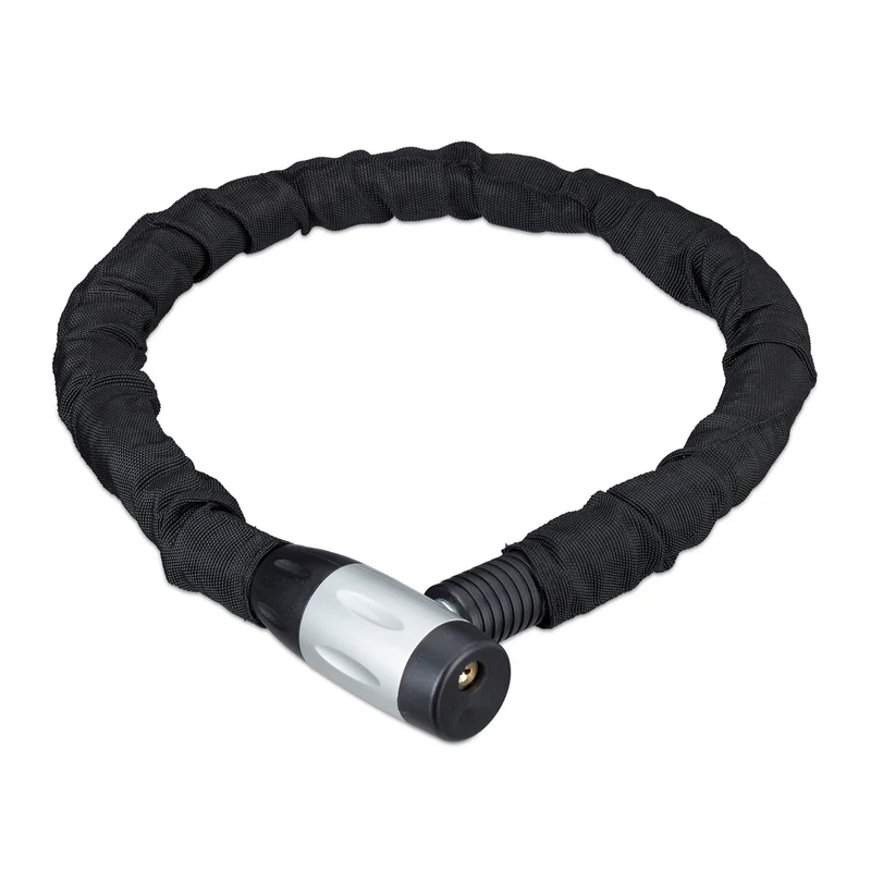 Antivol chaîne vélo sécurisé 100 cm protection contre le vol design ergonomique en textile noir 13_0004016