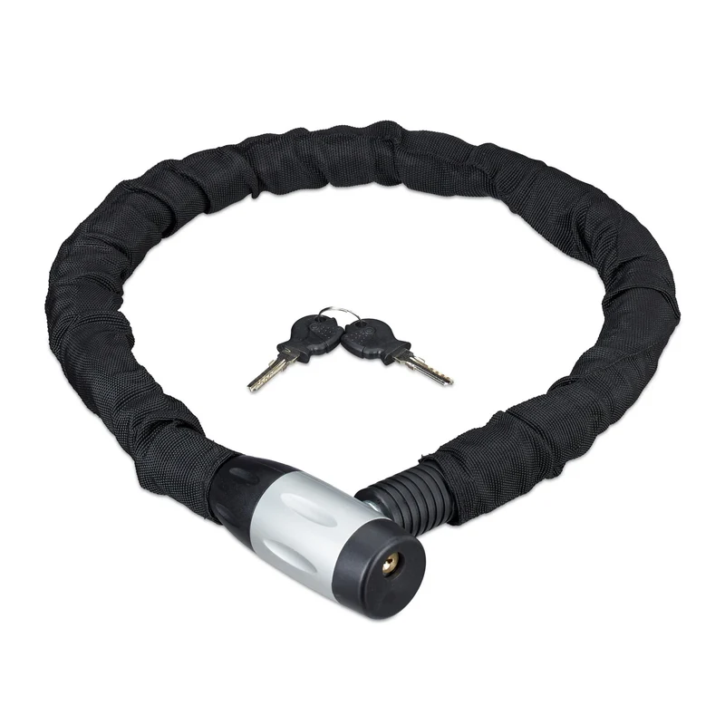 Antivol chaîne vélo sécurisé 100 cm protection contre le vol design ergonomique en textile noir 13_0004016