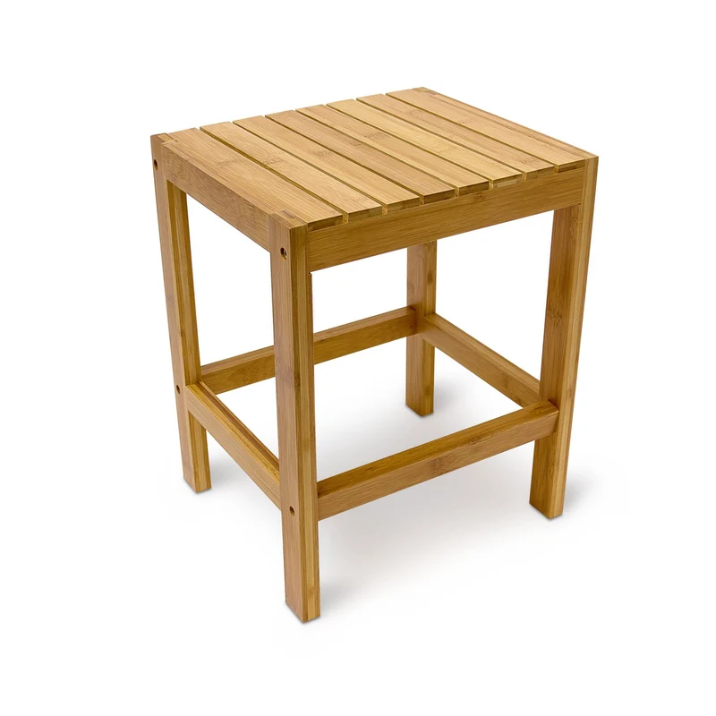 Tabouret de bar pratique et robuste 40 x 40 x 45 cm en bambou naturel 13_0003199