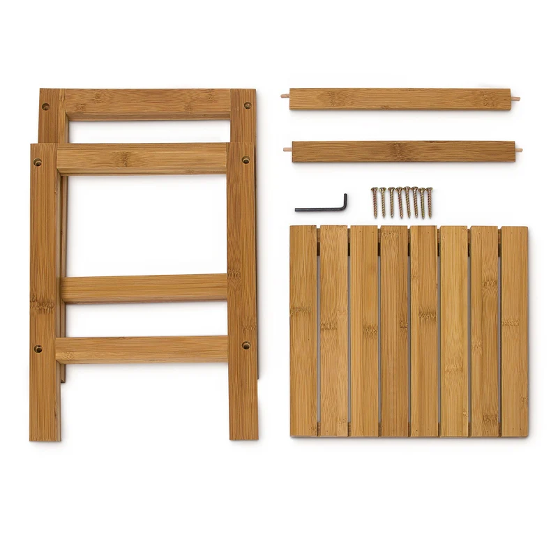 Tabouret de bar pratique et robuste 40 x 40 x 45 cm en bambou naturel 13_0003199