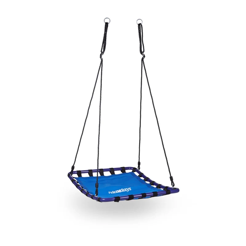 Balançoire nid d'oiseau carrée jardin 100 x 100 x 20 cm support pour enfants et adultes moderne en nylon noir 13_0003467