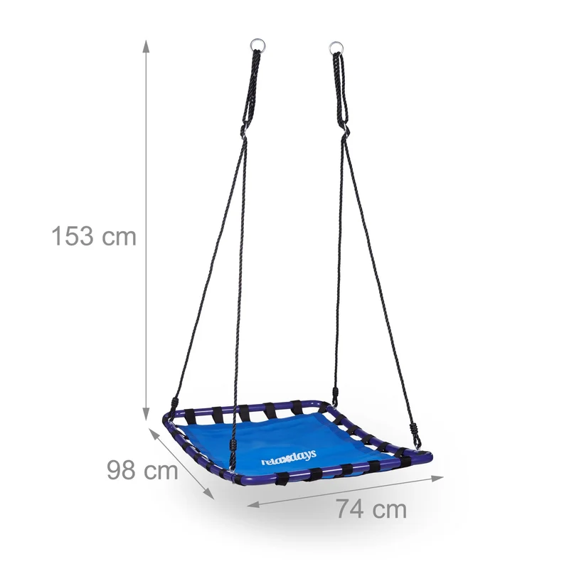 Balançoire nid d'oiseau carrée jardin 100 x 100 x 20 cm support pour enfants et adultes moderne en nylon noir 13_0003467