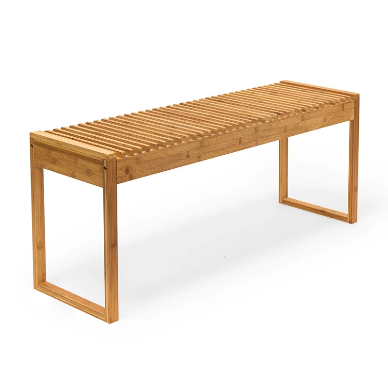 Banc en bambou naturel 120 x 30 x 45 cm confortable usage intérieur extérieur ambiance cosy en bambou naturel 13_0003198