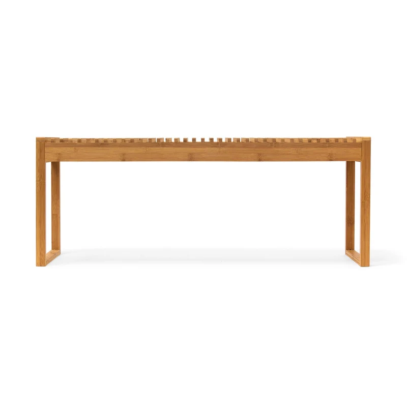 Banc en bambou naturel 120 x 30 x 45 cm confortable usage intérieur extérieur ambiance cosy en bambou naturel 13_0003198