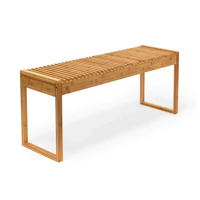 Banc en bambou naturel 120 x 30 x 45 cm confortable usage intérieur extérieur ambiance cosy en bambou naturel 13_0003198