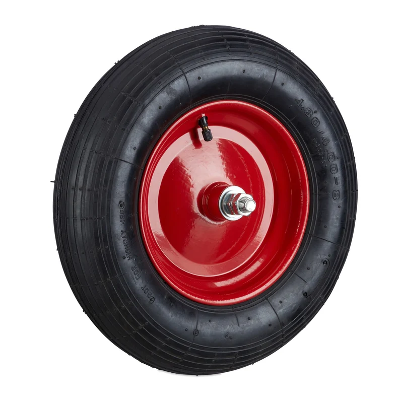 Roue de brouette pneumatique 39 x 9 cm confort de transport surface profilée jardin en caoutchouc noir 13_0003867