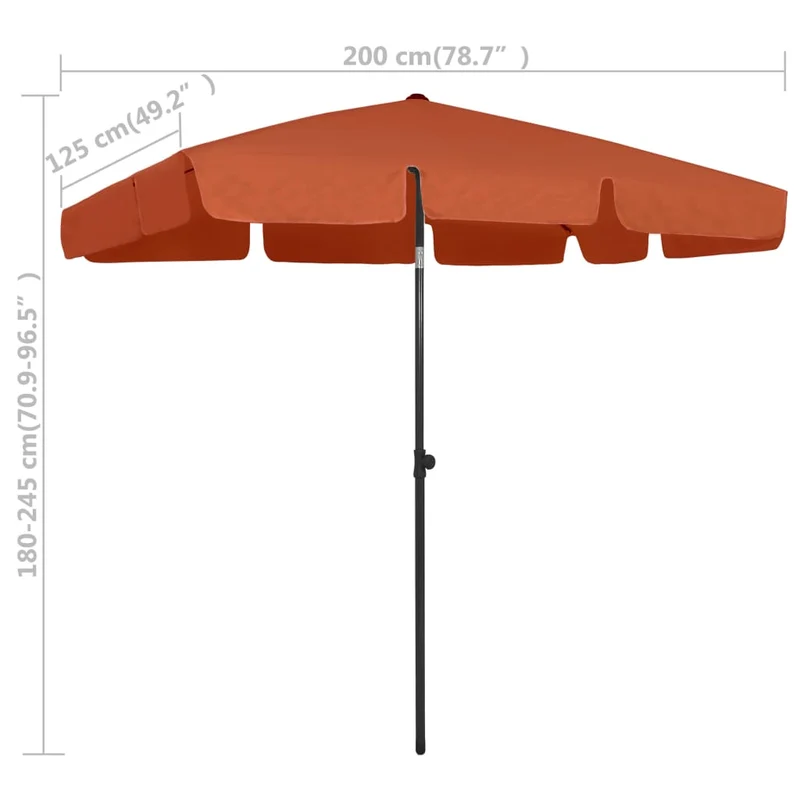 Parasol de plage 200 x 125 cm orange 02_0008408